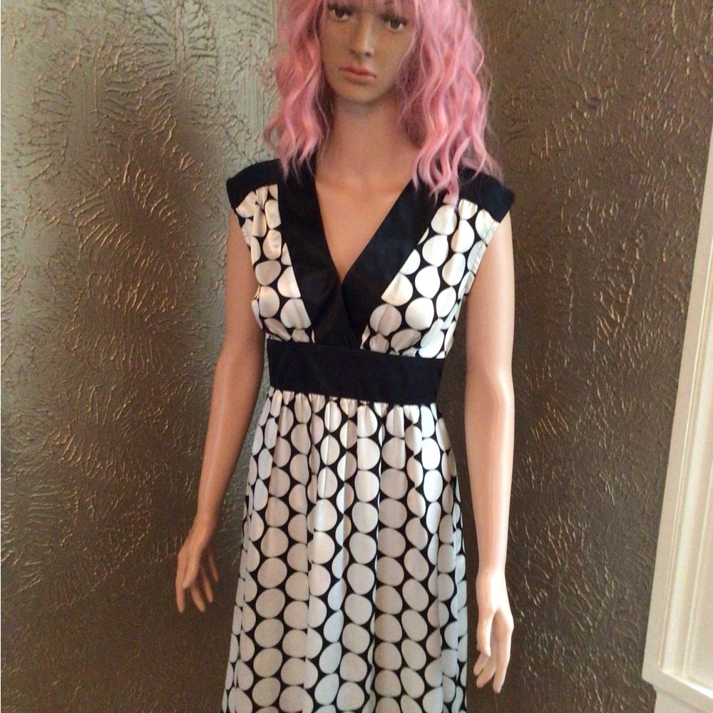 Elegant Black and White Polka Dot Dress